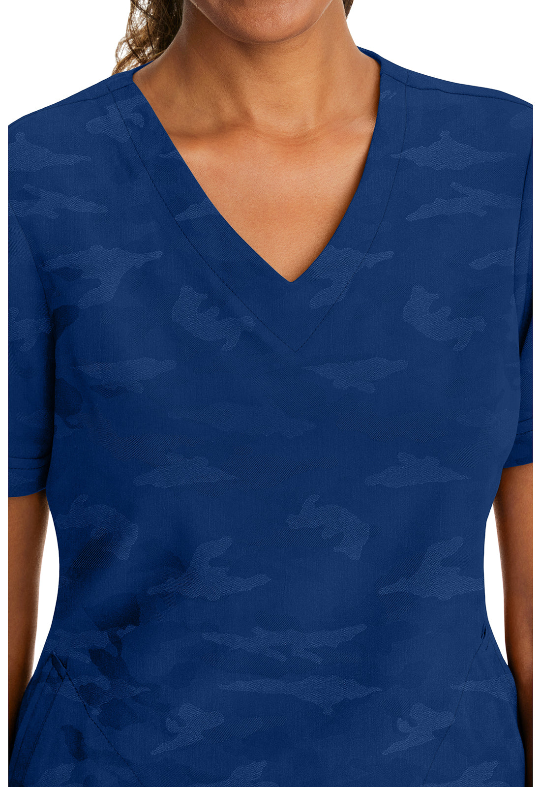 Purple Label 2353 Women's Joy Camo Scrub Top Navy