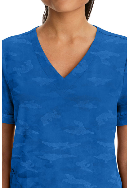 Purple Label 2353 Women's Joy Camo Scrub Top Royal