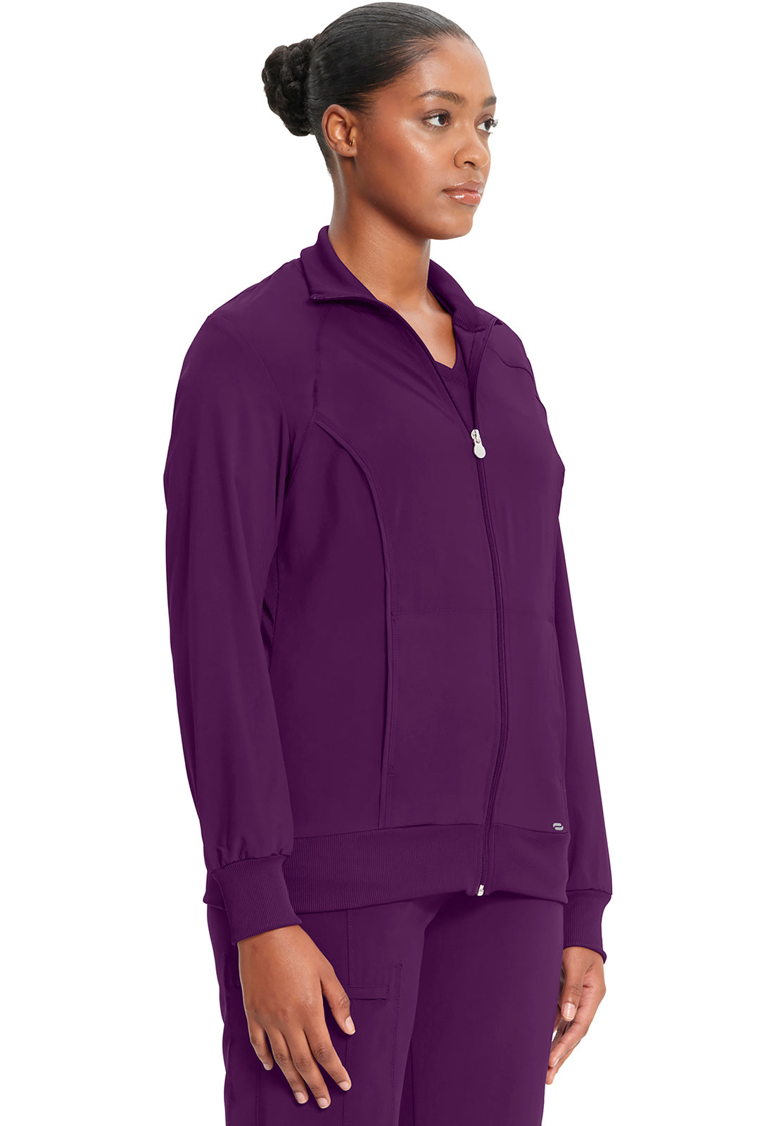 Classics 2391A Zip Front Jacket Eggplant Model Image Left Side | Infinity