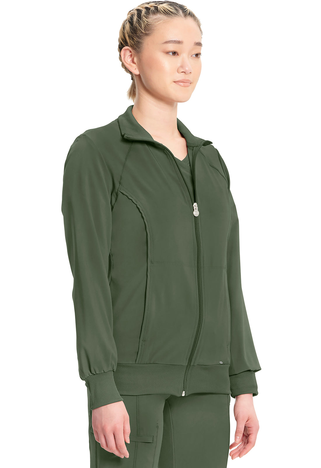 Classics 2391A Zip Front Jacket Olive Model Image Left Side | Infinity