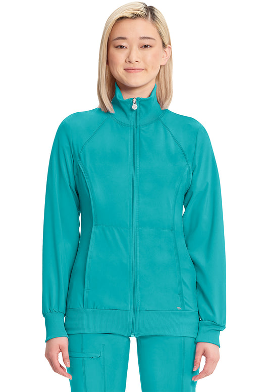 Classics 2391A Zip Front Jacket Teal Blue Model Image Front | Infinity