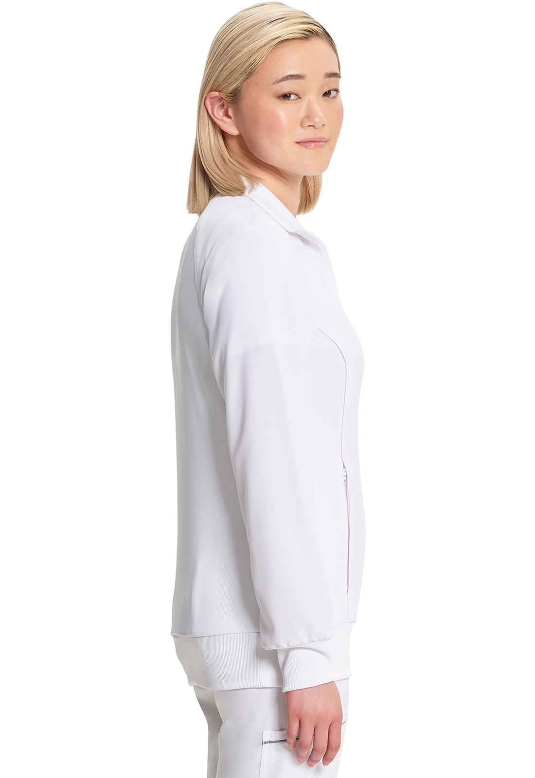 Classics 2391A Zip Front Jacket White Model Image Right Side | Infinity