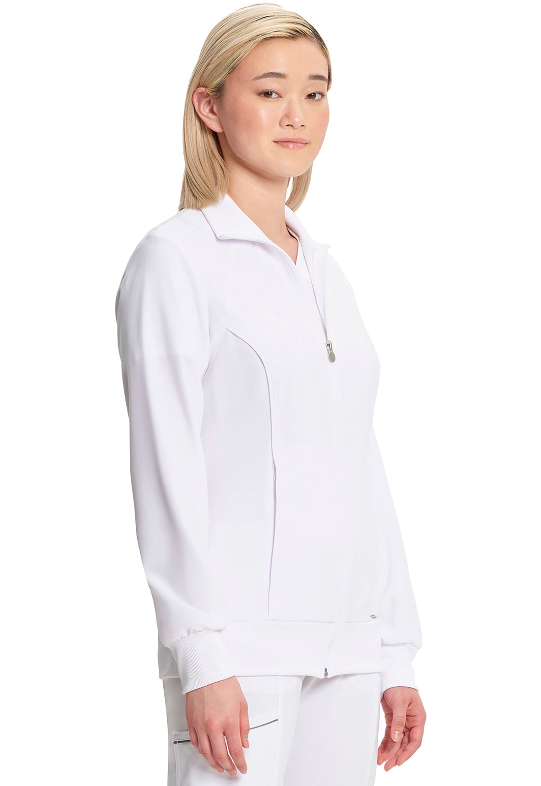 Classics 2391A Zip Front Jacket White Model Image Left Side | Infinity