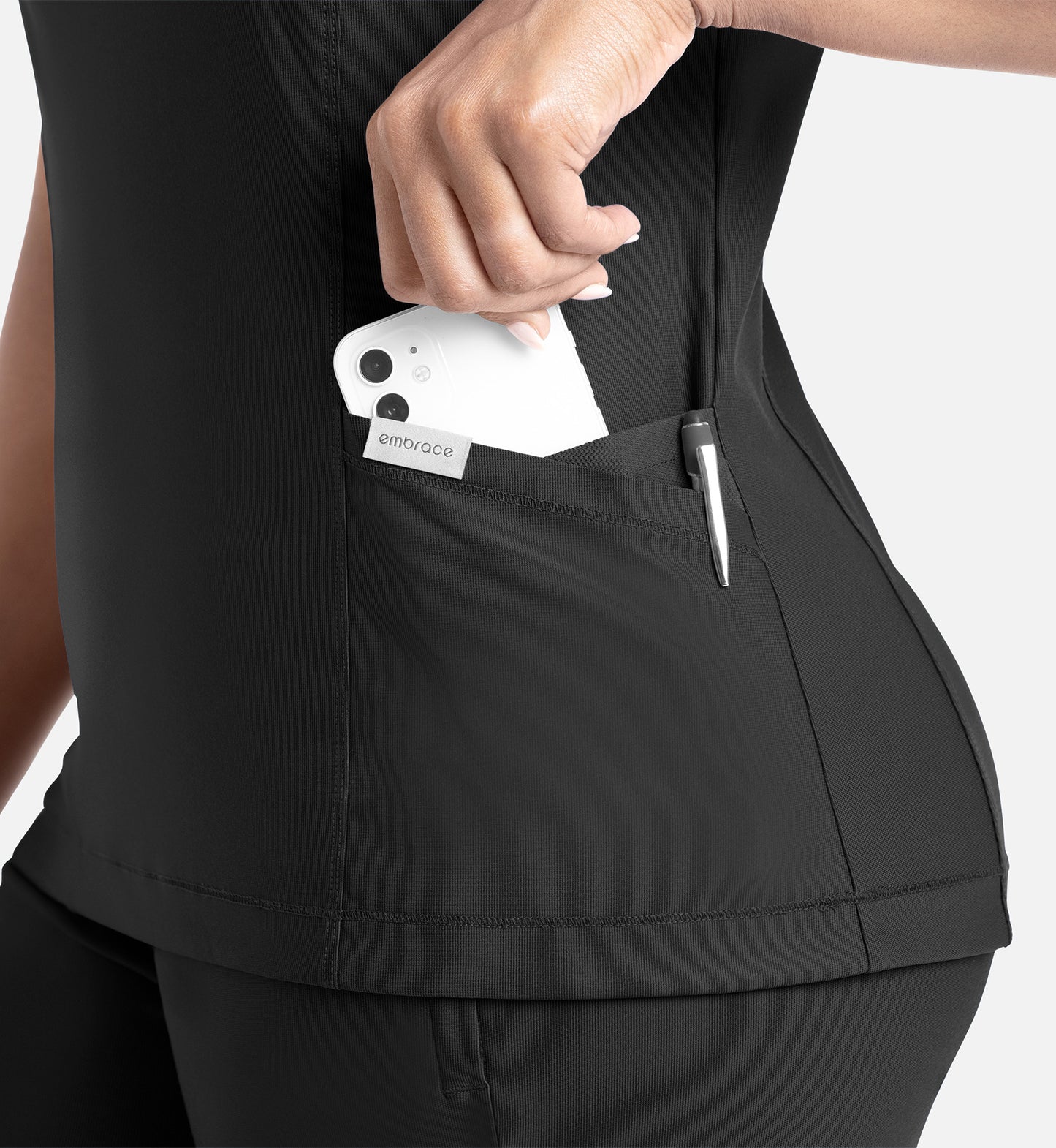 Embrace 2501 Zoe Banded V-Neck Top Black