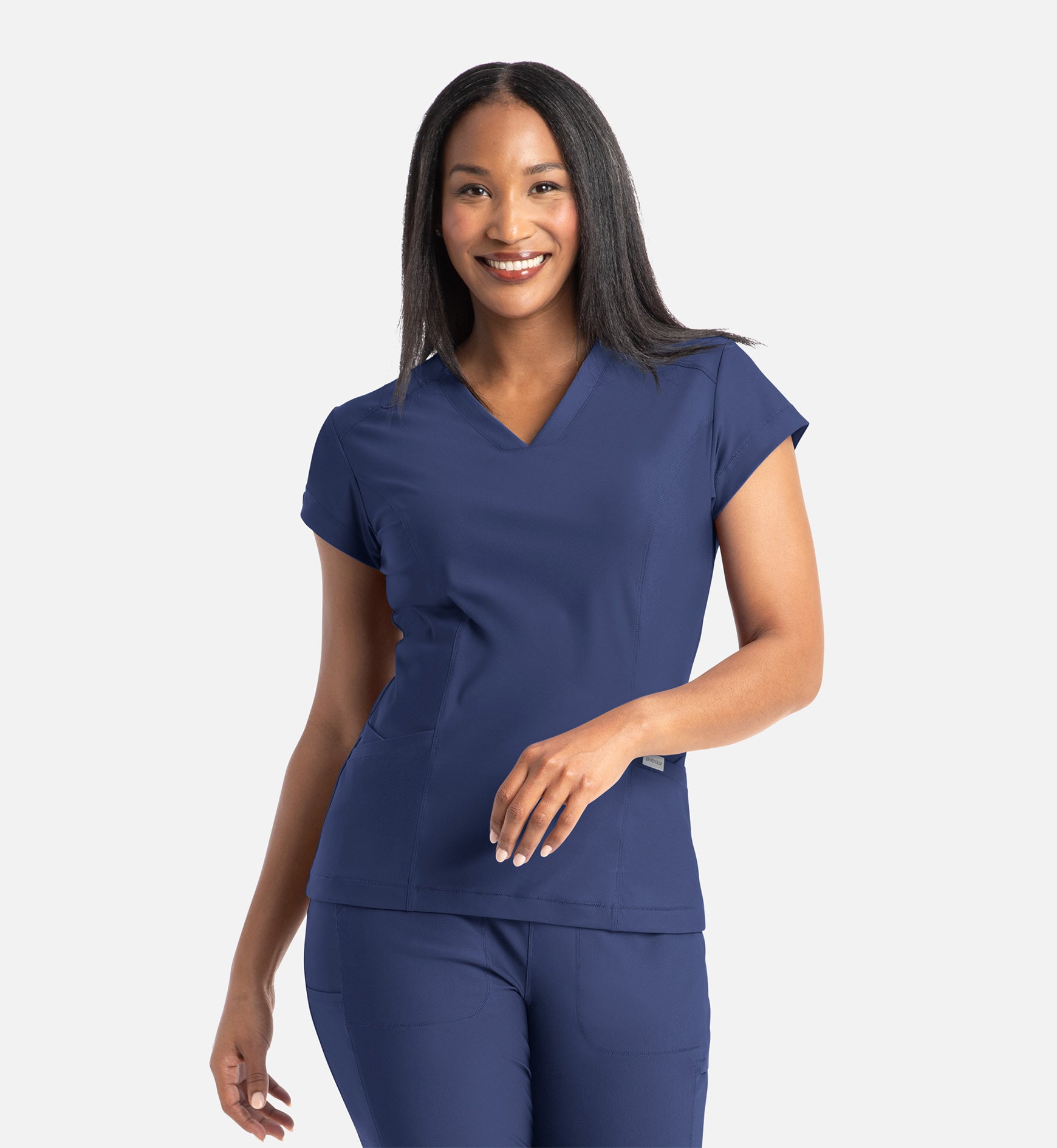 Embrace 2501 Zoe Banded V-Neck Top Navy