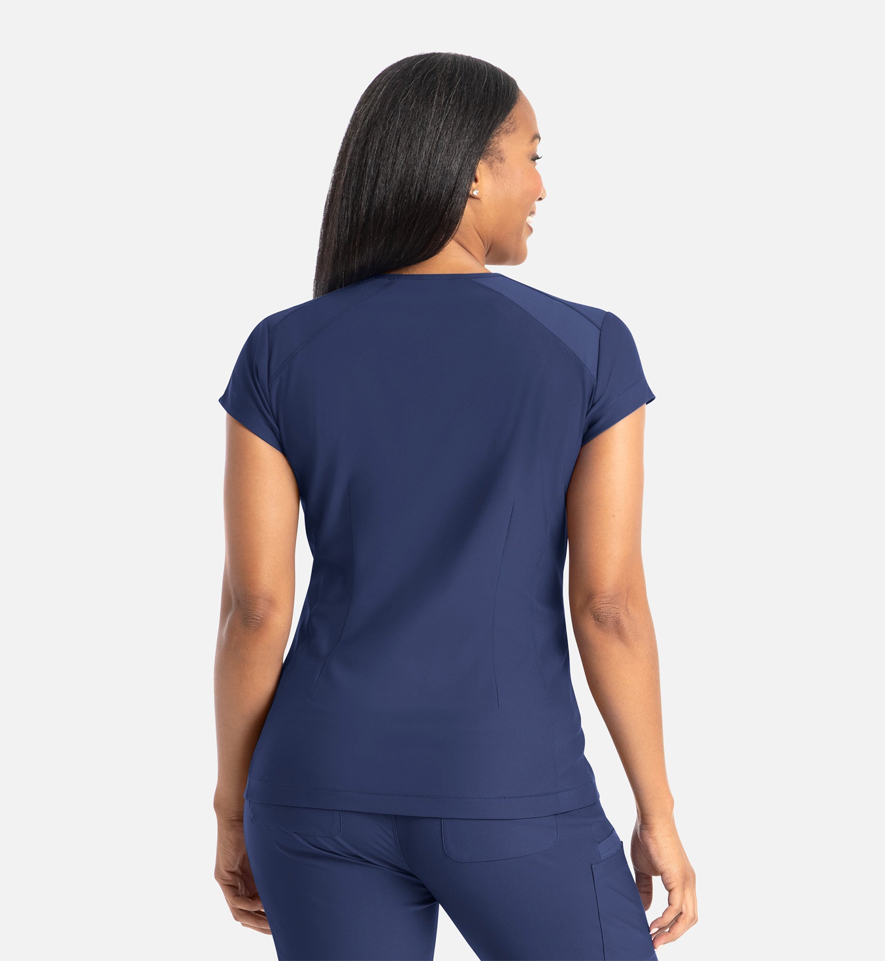 Embrace 2501 Zoe Banded V-Neck Top Navy