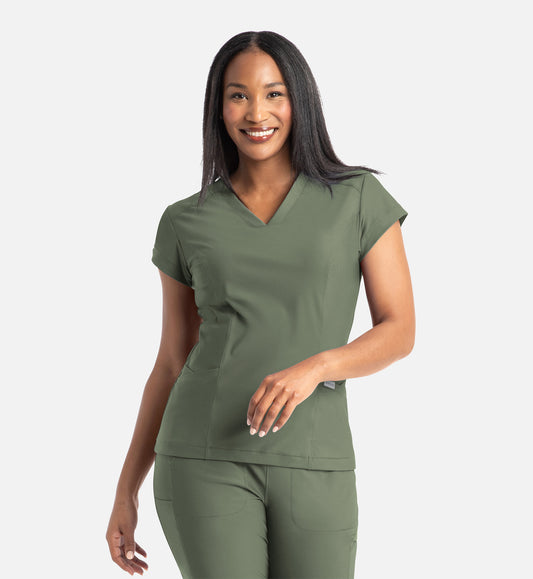 Embrace 2501 Zoe Banded V-Neck Top Olive