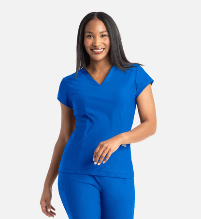 Embrace 2501 Zoe Banded V-Neck Top Royal Blue