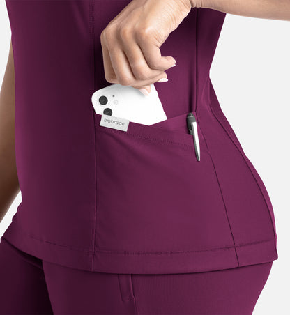 Embrace 2501 Zoe Banded V-Neck Top Wine