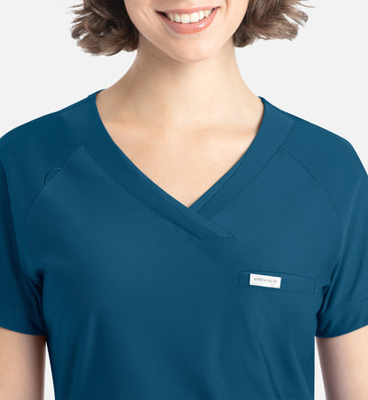 Embrace 2502 Luna Tuckable Y-Neck Top Caribbean Blue