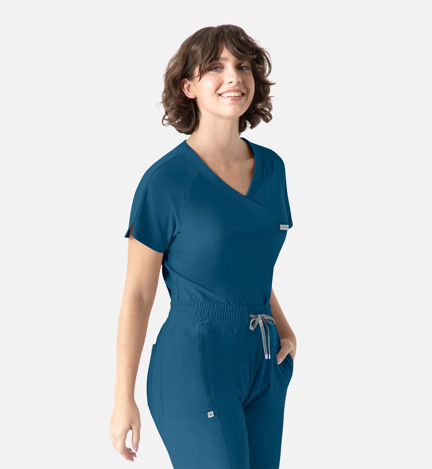 Embrace 2502 Luna Tuckable Y-Neck Top Caribbean Blue