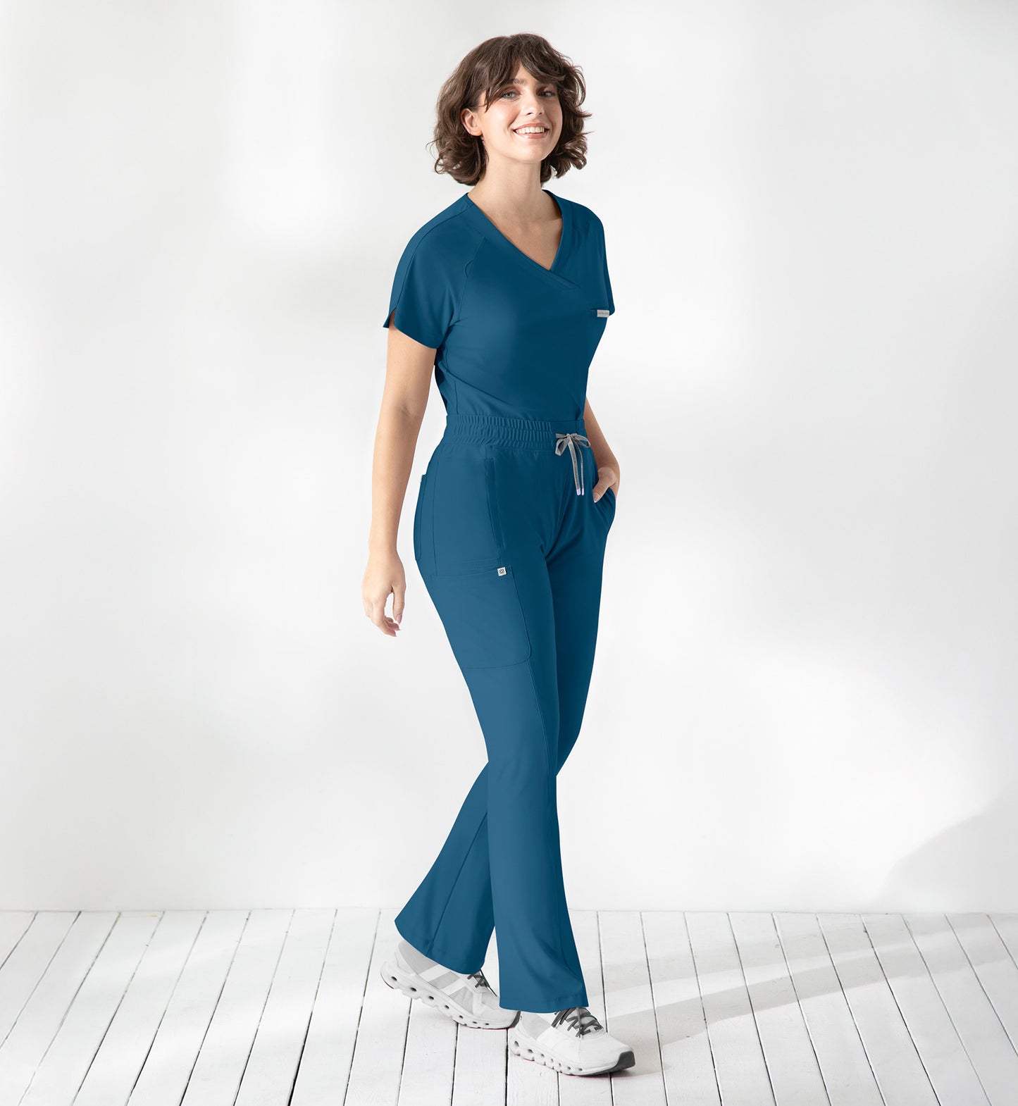 Embrace 2502 Luna Tuckable Y-Neck Top Caribbean Blue