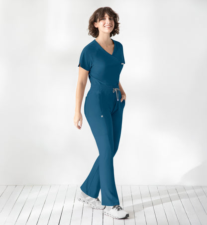 Embrace 2502 Luna Tuckable Y-Neck Top Caribbean Blue