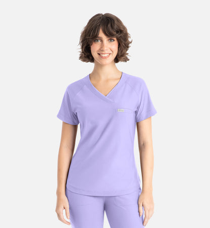 Embrace 2502 Luna Tuckable Y-Neck Top MISTY LILAC