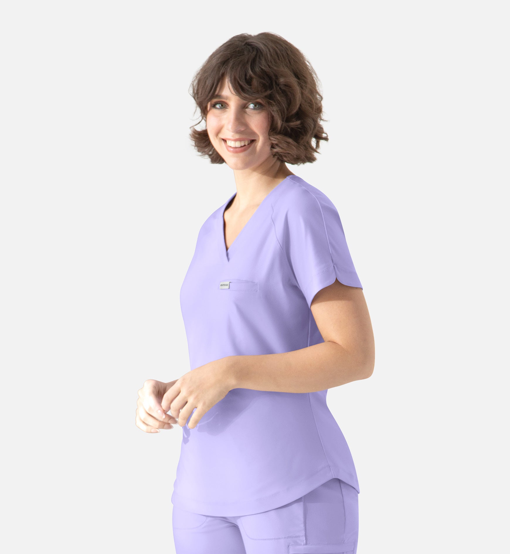 Embrace 2502 Luna Tuckable Y-Neck Top MISTY LILAC