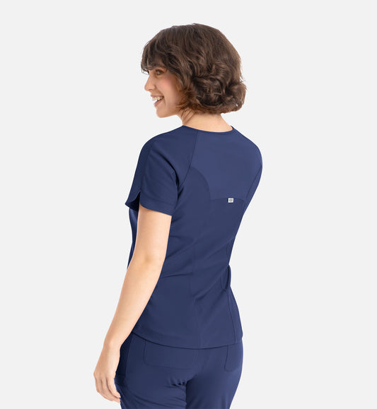Embrace 2502 Luna Tuckable Y-Neck Top Navy