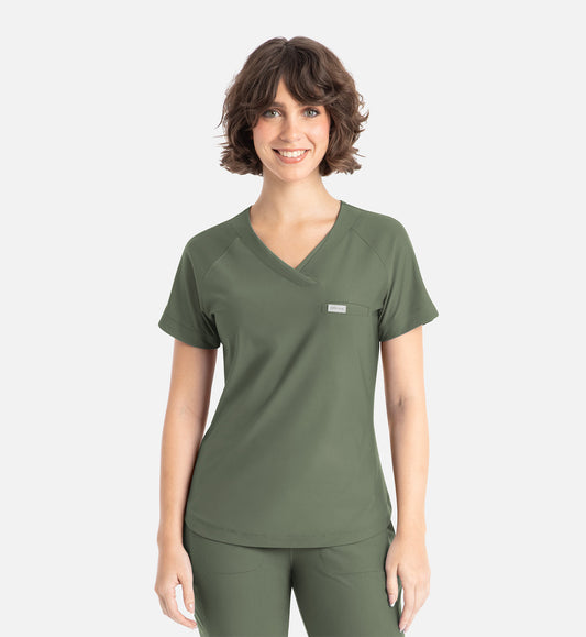 Embrace 2502 Luna Tuckable Y-Neck Top Olive