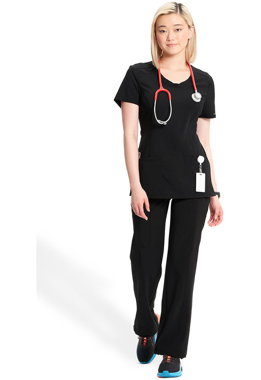 Infinity 2624A Women's Round Neck Scrub Top Black