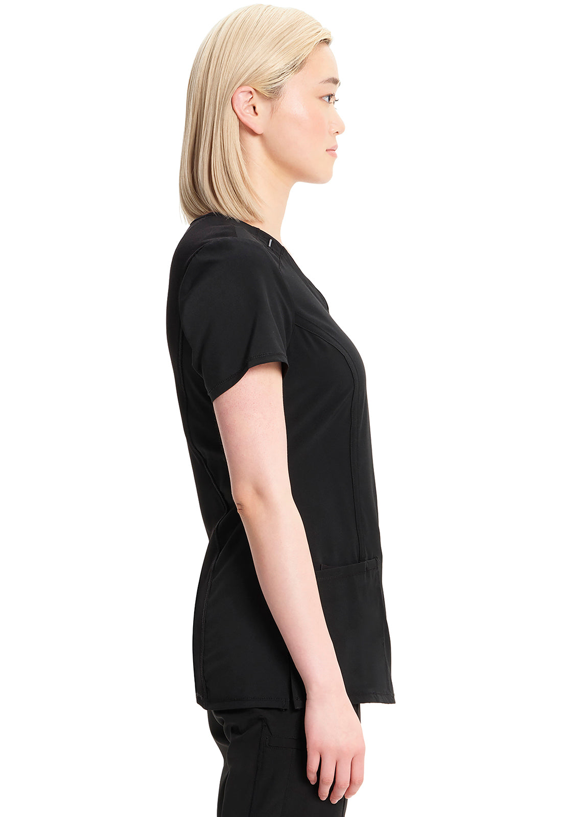 Classics 2624A Round Neck Top Black Model Image Right Side | Infinity