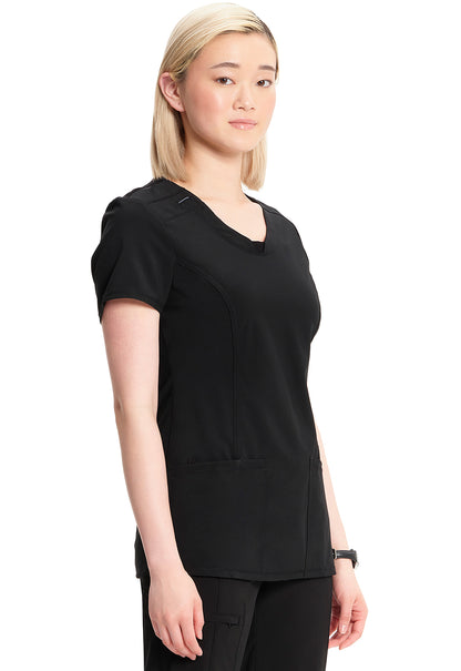 Classics 2624A Round Neck Top Black Model Image Left Side | Infinity