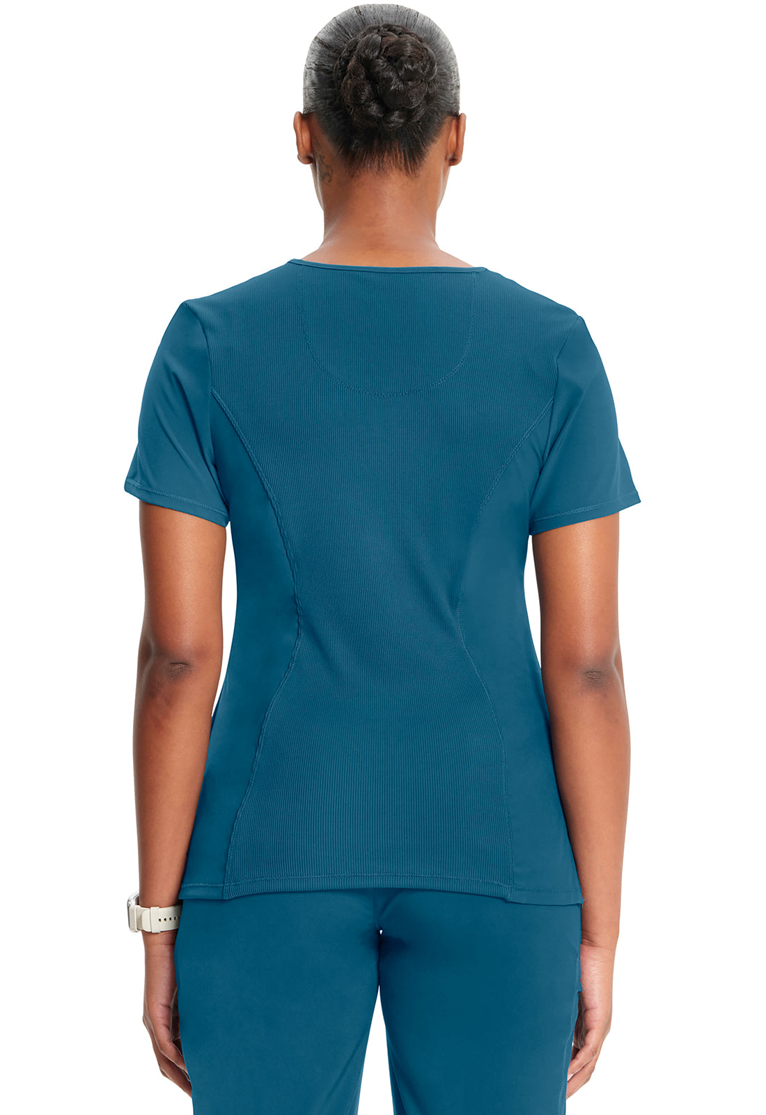 Classics 2624A Round Neck Top Caribbean Blue Model Image Back | Infinity