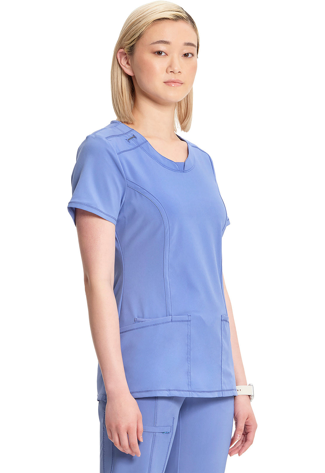 Classics 2624A Round Neck Top Ciel Model Image Left Side | Infinity