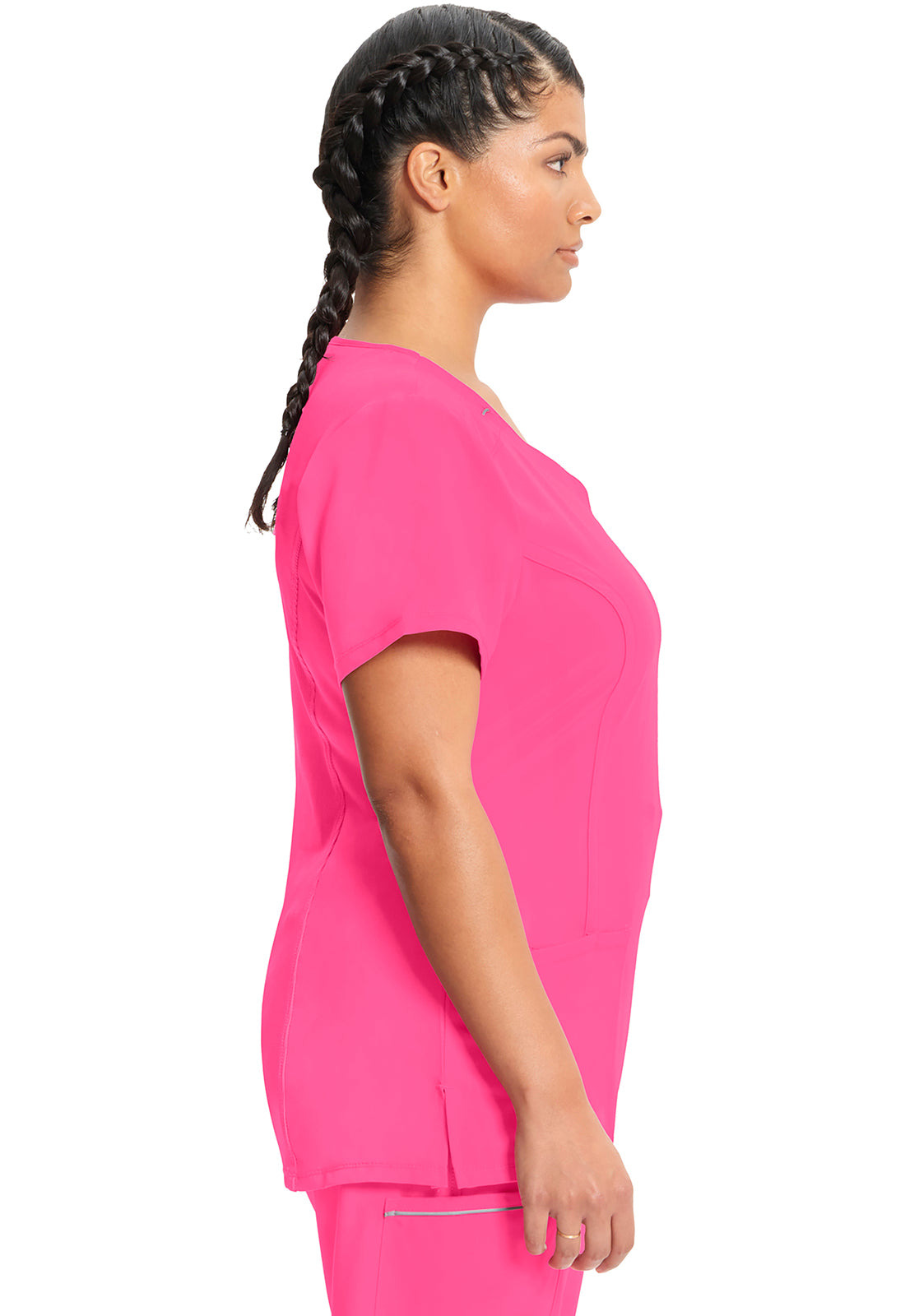 Classics 2624A Round Neck Top Carmine Pink Model Image Right Side | Infinity