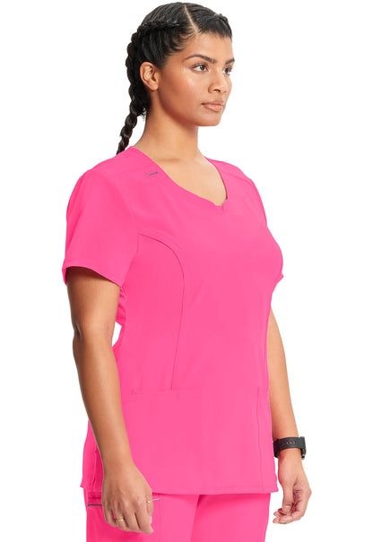 Classics 2624A Round Neck Top Carmine Pink Model Image Left Side | Infinity