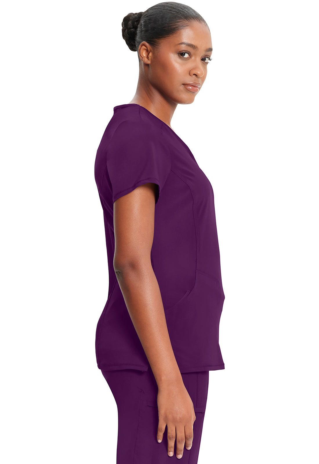 Classics 2624A Round Neck Top Eggplant Model Image Right Side | Infinity