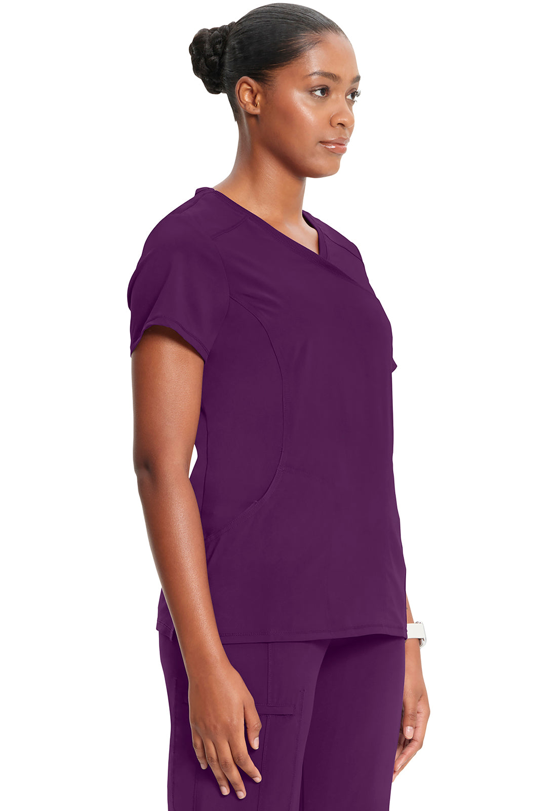 Classics 2624A Round Neck Top Eggplant Model Image Left Side | Infinity