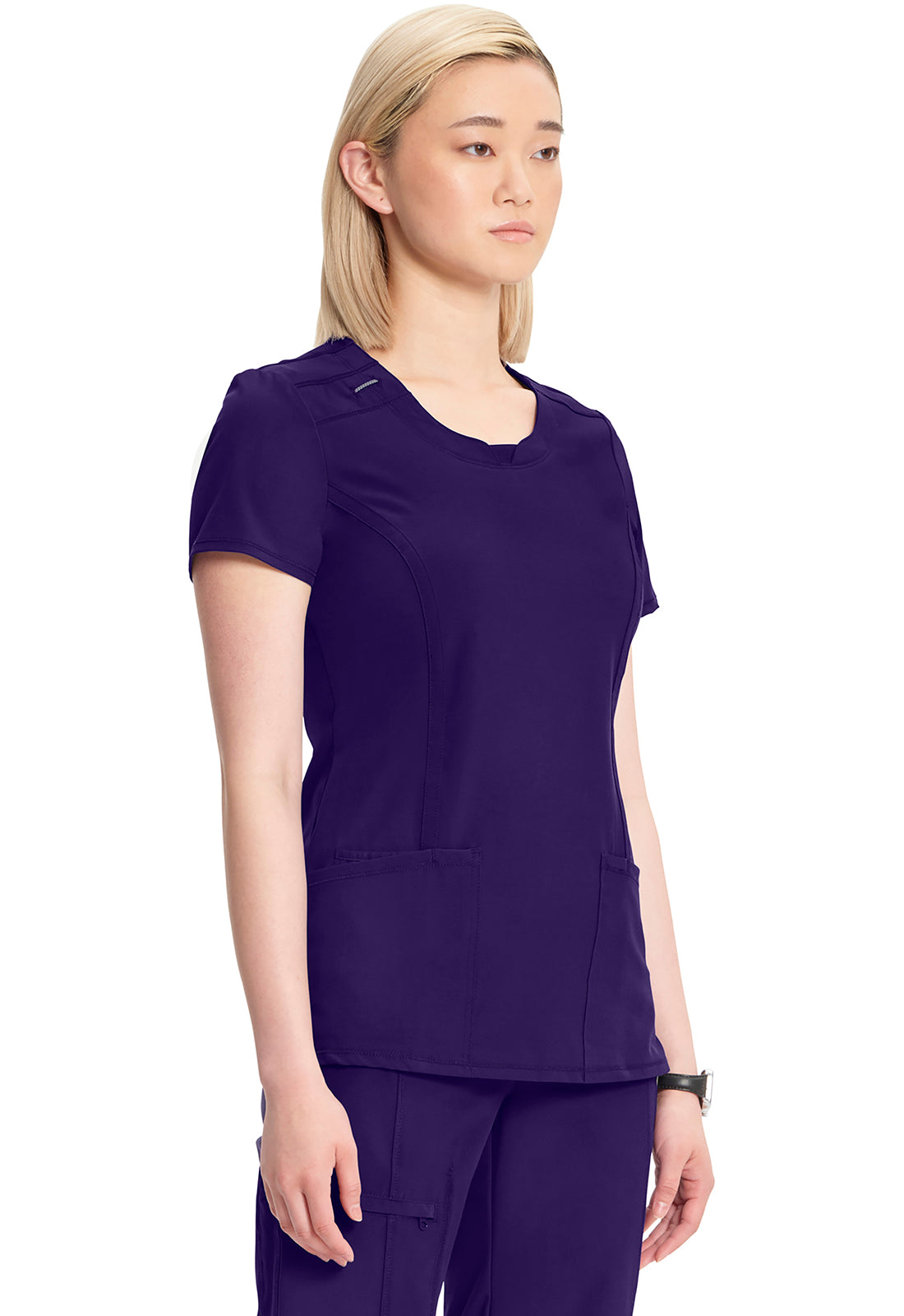 Classics 2624A Round Neck Top Grape Model Image Left Side | Infinity