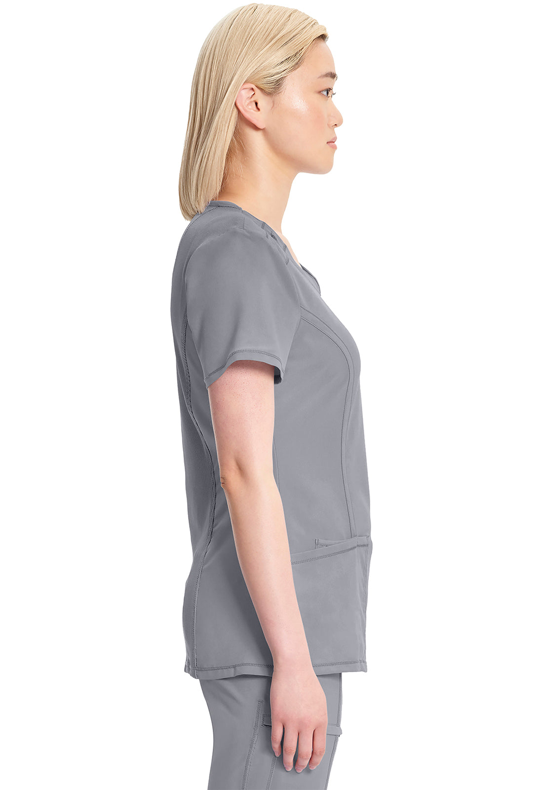 Classics 2624A Round Neck Top Grey Model Image Right Side | Infinity