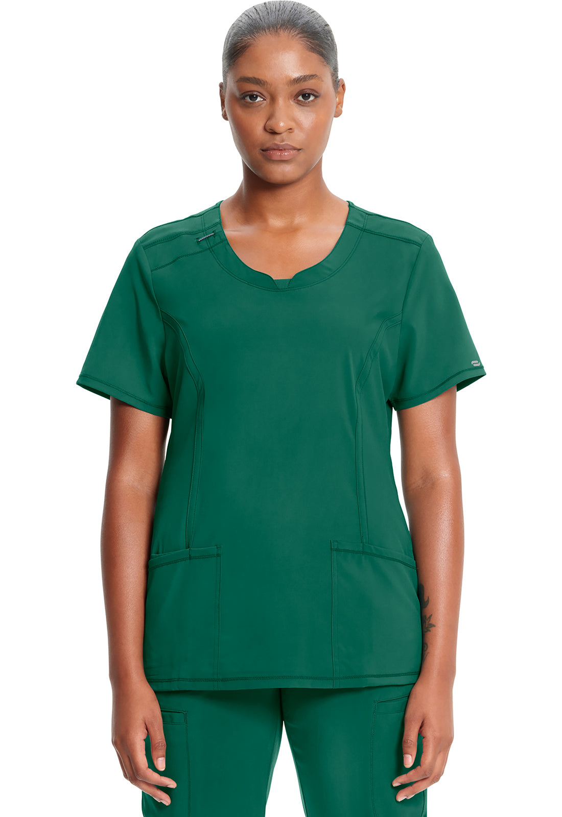 Classics 2624A Round Neck Top Hunter Green Model Image Front | Infinity