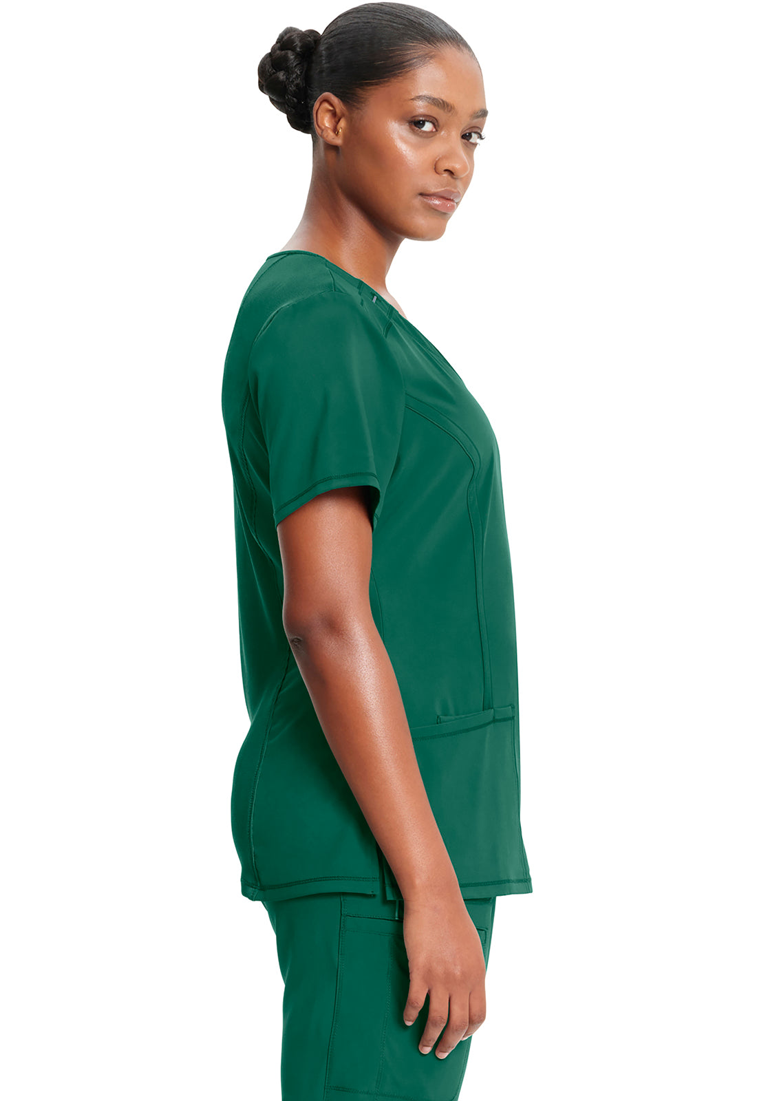 Classics 2624A Round Neck Top Hunter Green Model Image Right Side | Infinity