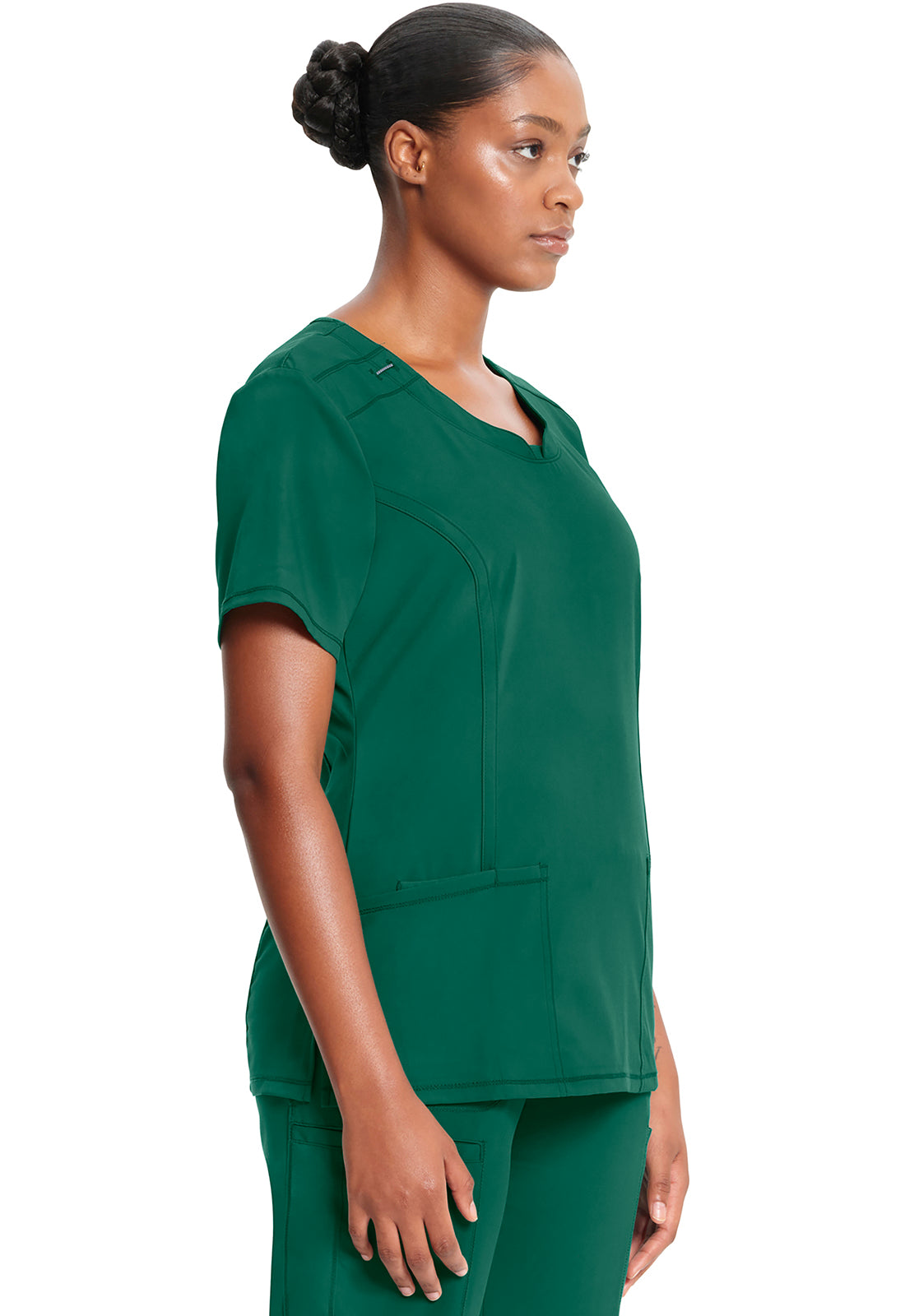 Classics 2624A Round Neck Top Hunter Green Model Image Left Side | Infinity