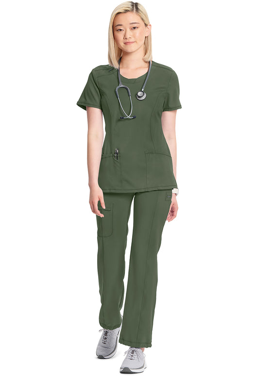 Infinity 2624A Women's Round Neck Scrub Top Olive