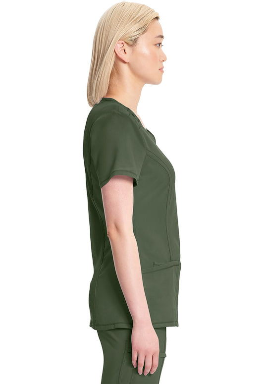 Classics 2624A Round Neck Top Olive Model Image Right Side | Infinity