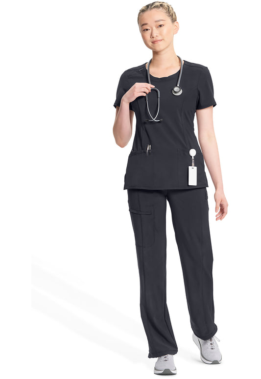 Infinity 2624A Women's Round Neck Scrub Top Pewter