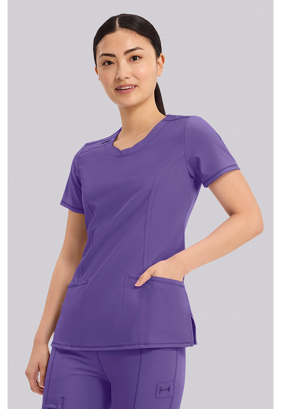 Infinity 2624A Women's Round Neck Scrub Top Pretty N Purple