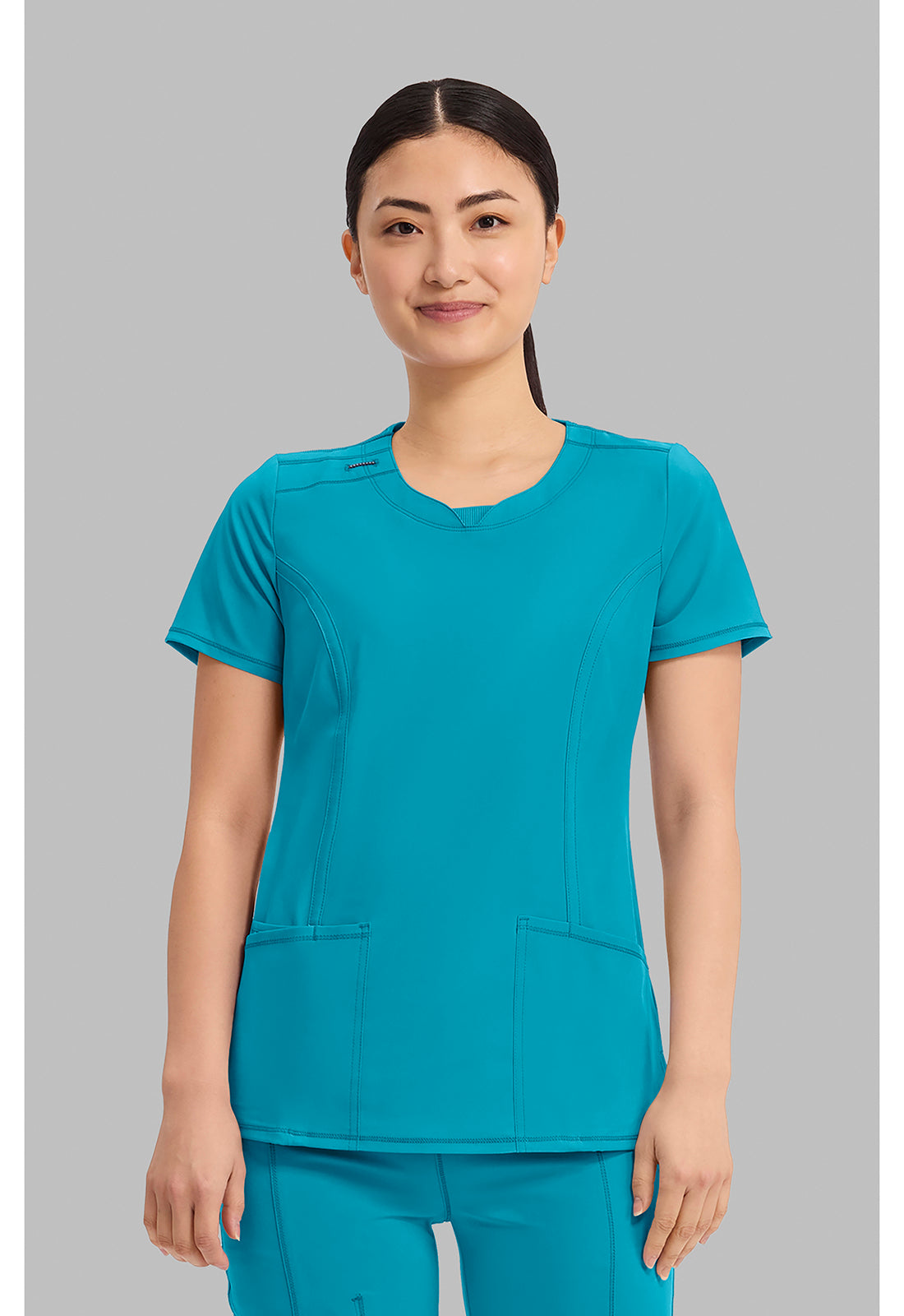 Infinity 2624A Women's Round Neck Scrub Top Scuba Blue