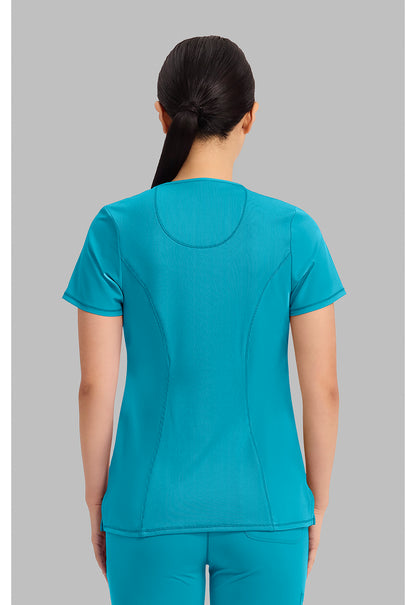 Infinity 2624A Women's Round Neck Scrub Top Scuba Blue