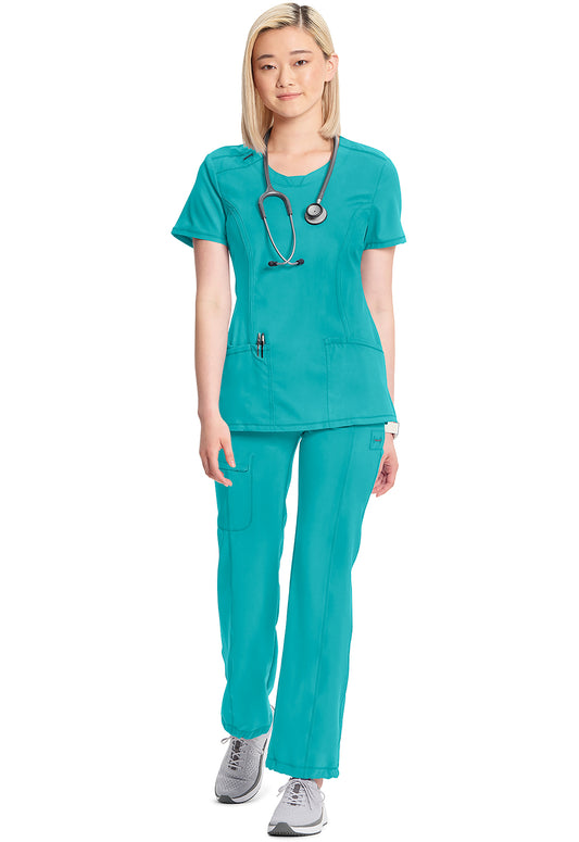 Infinity 2624A Women's Round Neck Scrub Top Teal Blue