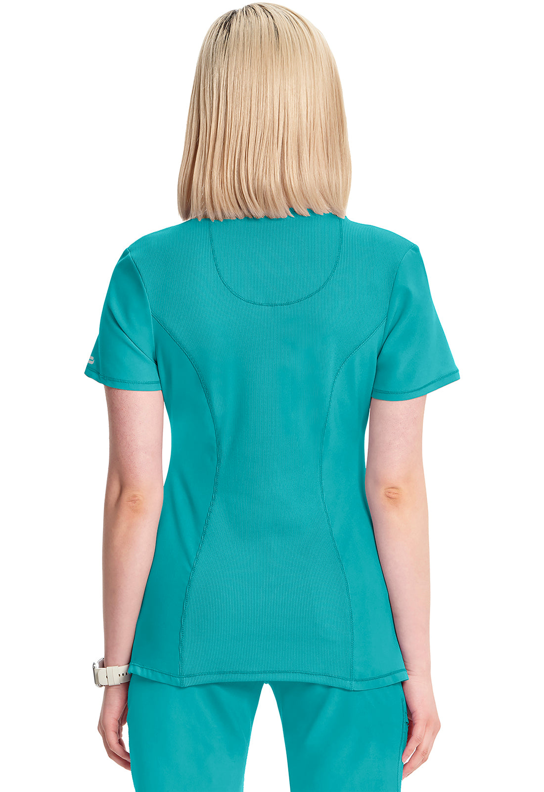 Classics 2624A Round Neck Top Teal Blue Model Image Back | Infinity