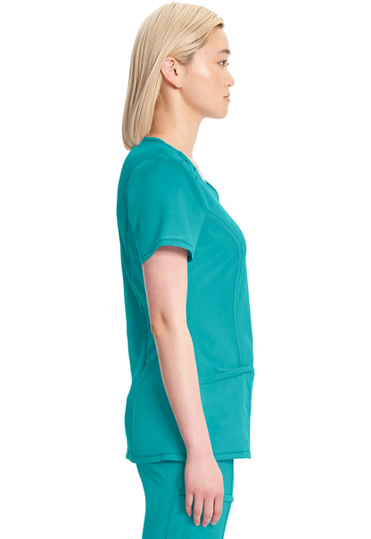 Classics 2624A Round Neck Top Teal Blue Model Image Right Side | Infinity