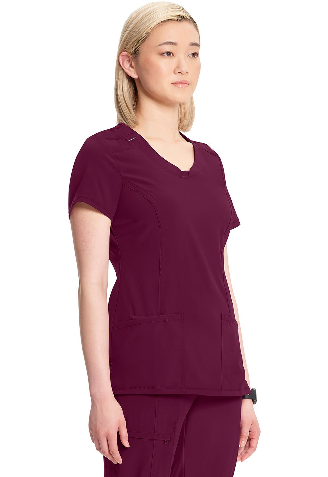 Classics 2624A Round Neck Top Wine Model Image Left Side | Infinity