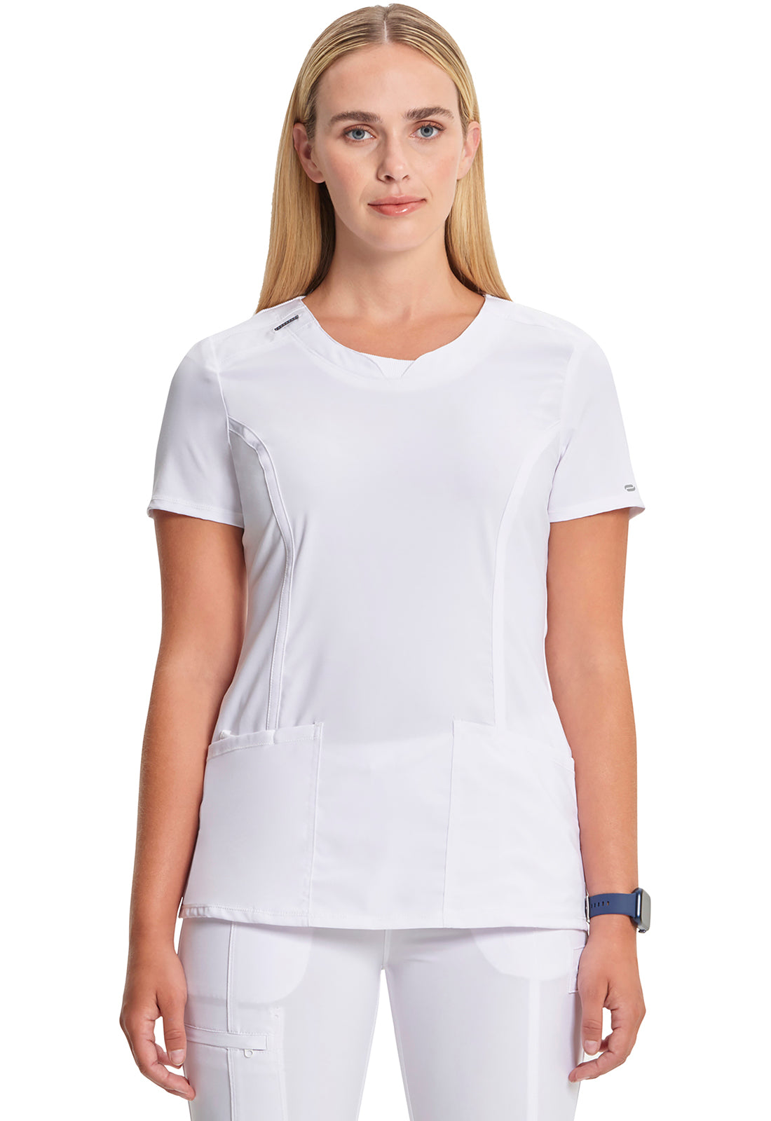 Classics 2624A Round Neck Top White Model Image Front | Infinity