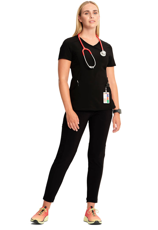Infinity 2625A Women's Mock Wrap Scrub Top Black