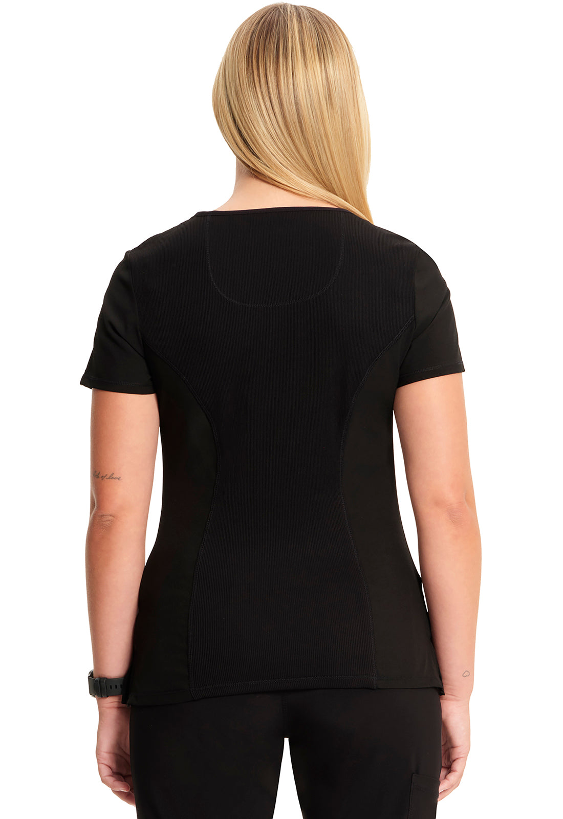 Classics 2625A Mock Wrap Top Black Model Image Back | Infinity