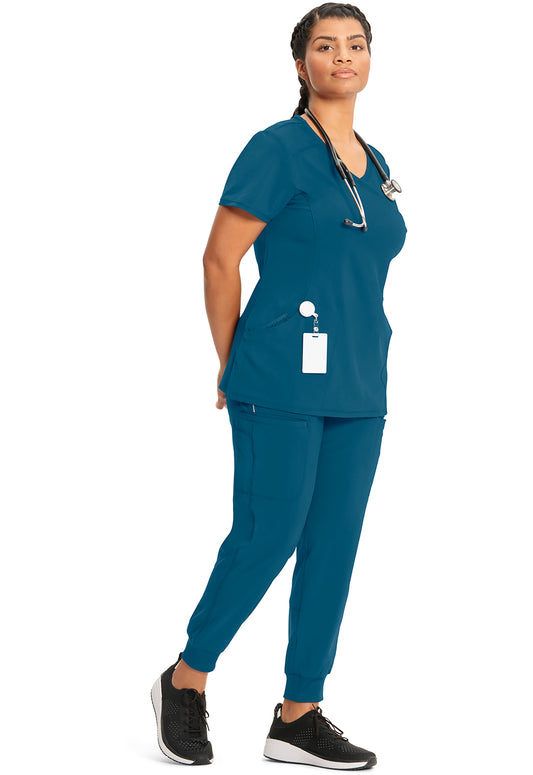 Infinity 2625A Women's Mock Wrap Scrub Top Caribbean Blue