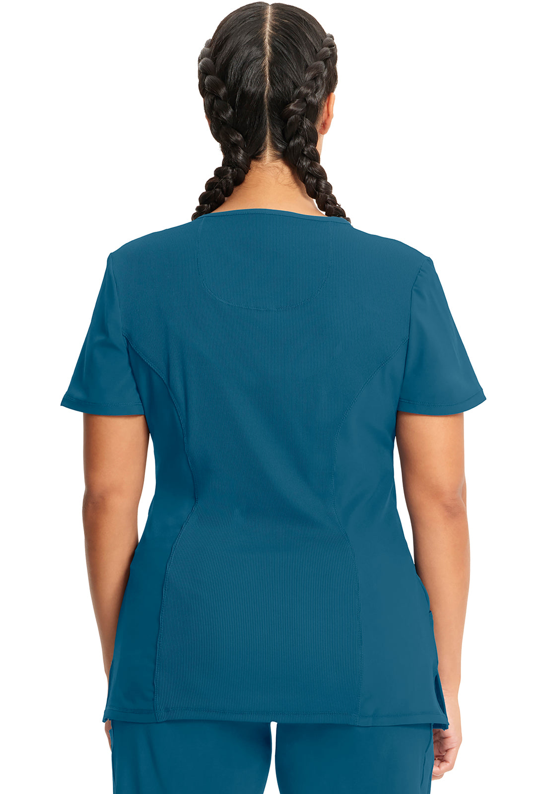 Classics 2625A Mock Wrap Top Caribbean Blue Model Image Back | Infinity